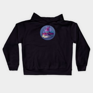 Cat under Witch Hat Kids Hoodie